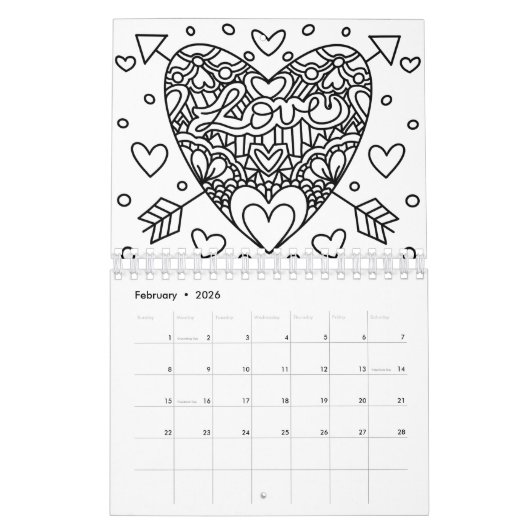 Kleur uw agenda kalender (Feb 2026)