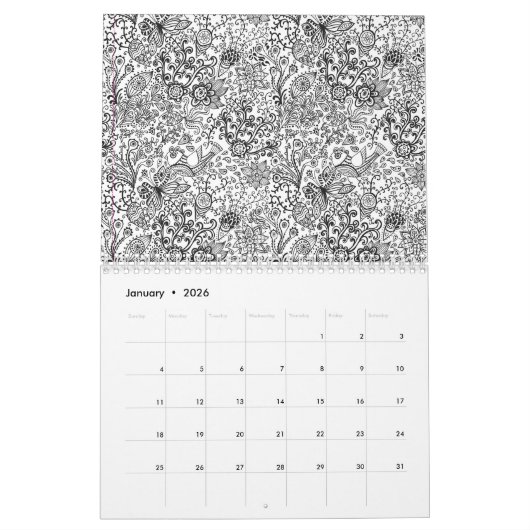 Kleur uw bloemagenda kalender (Jan 2026)