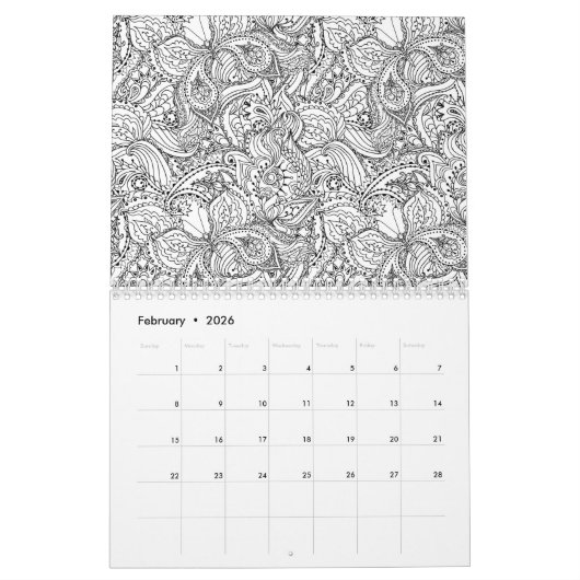 Kleur uw bloemagenda kalender (Feb 2026)