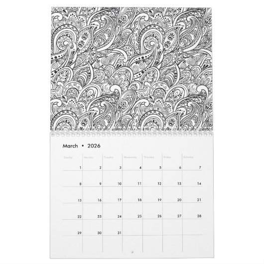 Kleur uw bloemagenda kalender (Mar 2026)