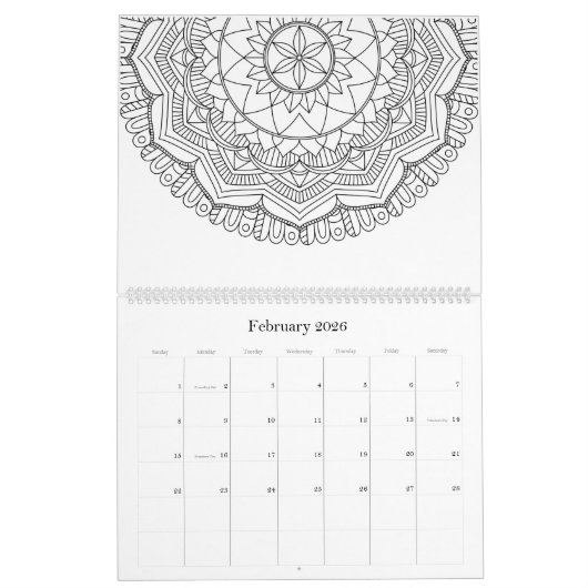 Kleur uw eigen agenda 2021 Mandala Patronen Kalender (Feb 2026)