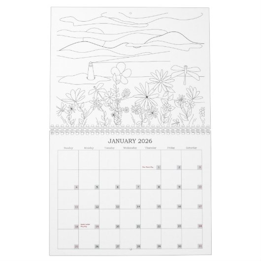 Kleur uw eigen agenda kalender (Jan 2026)