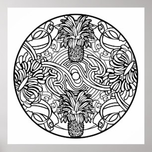 Kleur uw eigen anananas Mandala Coloring Poster