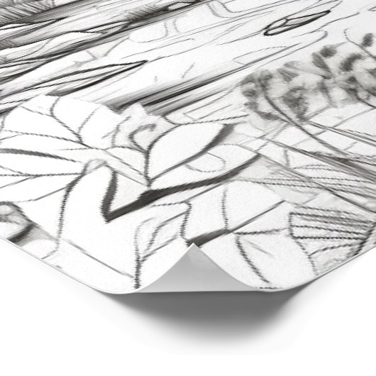 Kleur Uw Eigen Aziatische Landschap Volwassen Kleu Poster (Hoek)