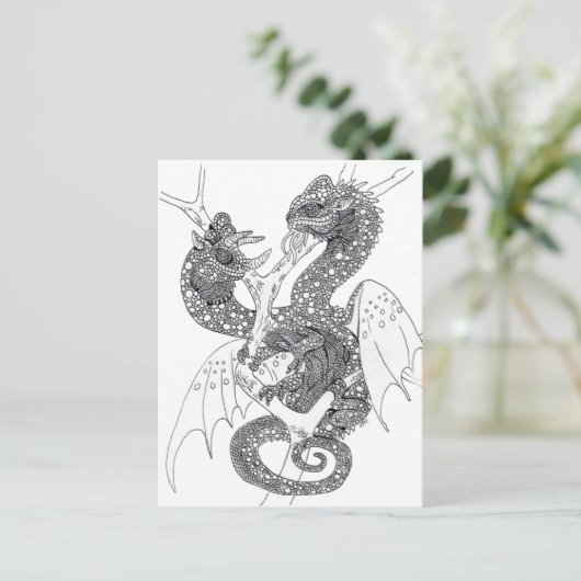 Kleur uw eigen Chameleon Dragons Briefkaart (Staand voorkant)