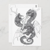 Kleur uw eigen Chameleon Dragons Briefkaart (Voorkant / Achterkant)