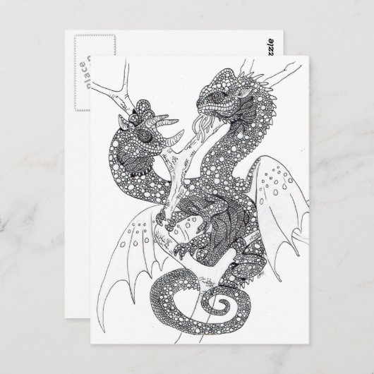 Kleur uw eigen Chameleon Dragons Briefkaart (Voorkant / Achterkant)