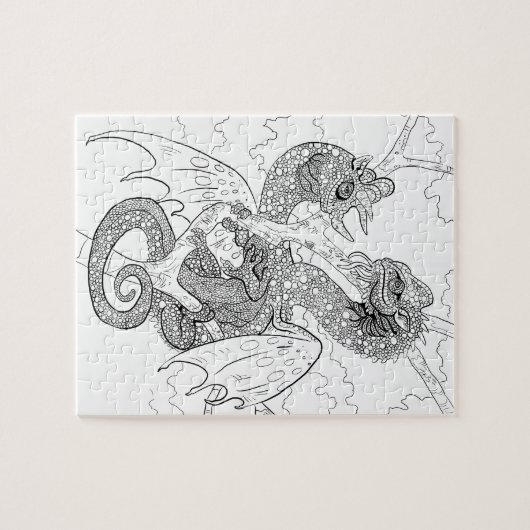 Kleur uw eigen Chameleon Dragons Legpuzzel (Horizontaal)