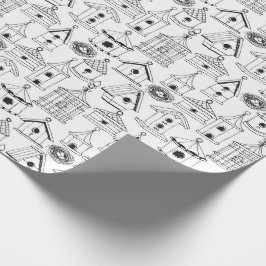 Kleur uw eigen charmerende huizen cadeaupapier