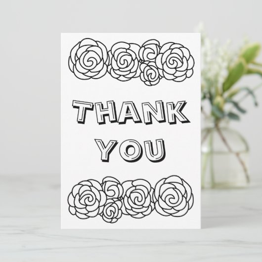 Kleur Uw Eigen  Dank u Kaart Rozen (Staand voorkant)