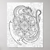 Kleur uw eigen dragon Mandala Poster (Voorkant)