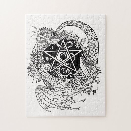 Kleur uw eigen Dragon Pentacle Legpuzzel (Verticaal)