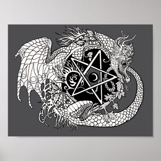 Kleur uw eigen Dragon Pentacle Poster (Voorkant)