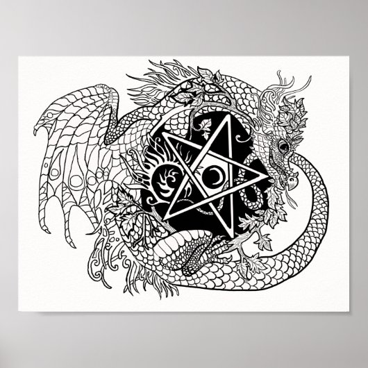 Kleur uw eigen Dragon Pentacle Poster (Voorkant)