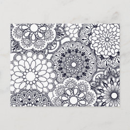 Kleur uw eigen Floral Mandalas Briefkaart