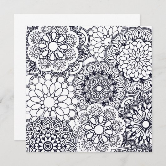 Kleur uw eigen Floral Mandalas Notitiekaartje (Voorkant / Achterkant)