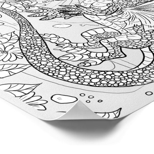 Kleur uw eigen Garden Faery Dragon Poster (Hoek)