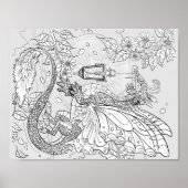 Kleur uw eigen Garden Faery Dragon Poster (Voorkant)