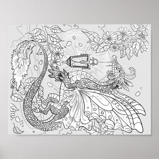 Kleur uw eigen Garden Faery Dragon Poster (Voorkant)