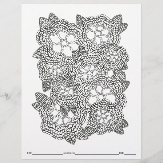 KLEUR UW EIGEN gebreide bloemkleurplaat (Voorkant)