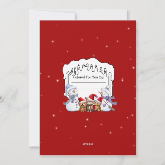 Kleur Uw Eigen Gepersonaliseerde Kerstmis Feesteli Feestdagenkaart (Achterkant)