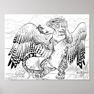 Kleur uw eigen Geviste leopard Griffin Poster