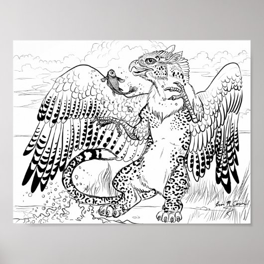 Kleur uw eigen Geviste leopard Griffin Poster (Voorkant)