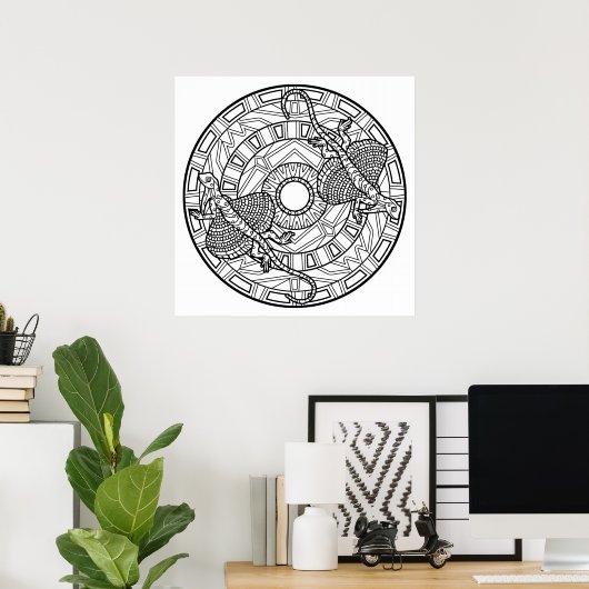 Kleur uw eigen hagedis Mandala-kleurend Poster (Thuiskantoor)