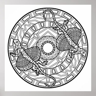 Kleur uw eigen hagedis Mandala-kleurend Poster
