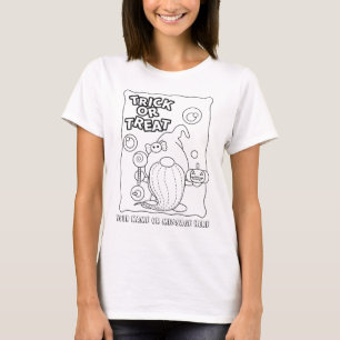 Kleur Uw Eigen Halloween Gnome met Snoep t-shirt