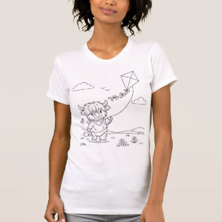 Kleur-uw-eigen-Hooglandkoe-dames-T-shirt T-shirt