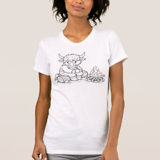 Kleur-uw-eigen-Hooglandkoe-dames-T-shirt T-shirt