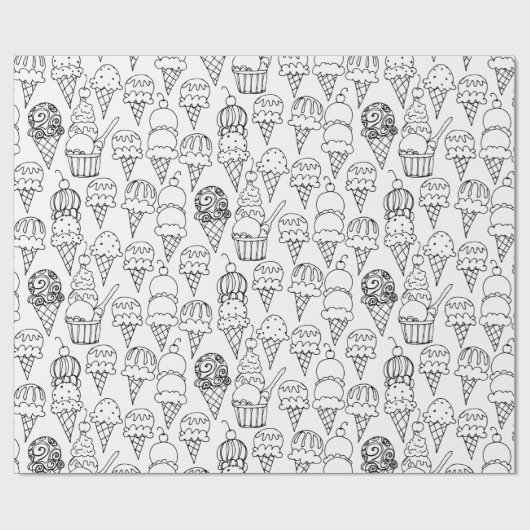 Kleur uw eigen Ice Cream Cons Cadeaupapier (Vlak)