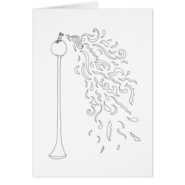 Kleur uw eigen kaart - Zingende vogel (Voorkant)