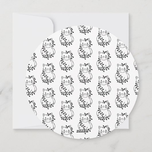 Kleur uw eigen kat kerstmis feestdagenkaart (Achterkant)