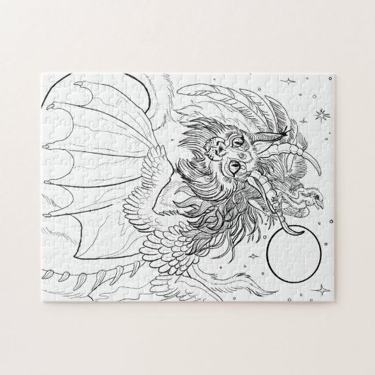 Kleur uw eigen kattendraak legpuzzel (Horizontaal)