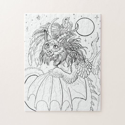 Kleur uw eigen kattendraak legpuzzel (Verticaal)