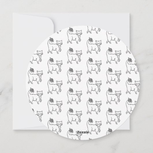 Kleur uw eigen kerstcadeaukaart rond kat feestdagenkaart (Achterkant)