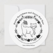 Kleur uw eigen kerstcadeaukaart rond kat feestdagenkaart (Voorkant)