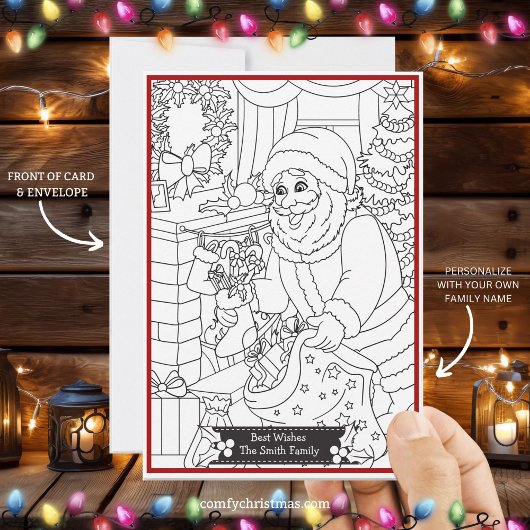 Kleur Uw Eigen Leuk Gepersonaliseerd Kerstman Feestdagenkaart