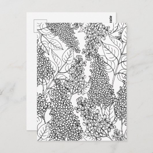 Kleur uw eigen Lila bloemen Briefkaart (Voorkant / Achterkant)