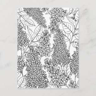 Kleur uw eigen Lila bloemen Briefkaart