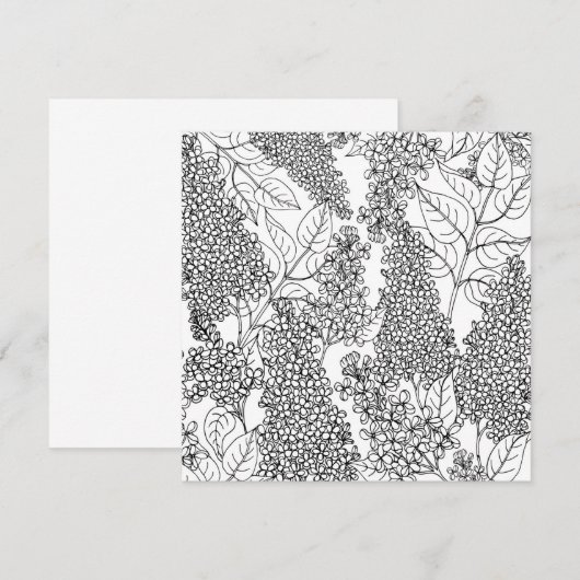 Kleur uw eigen Lila bloemen Notitiekaartje (Voorkant / Achterkant)