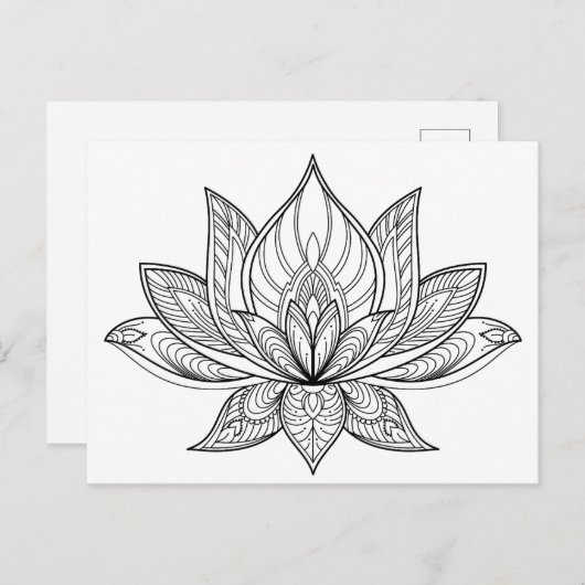 Kleur uw eigen Lotus Briefkaart (Voorkant / Achterkant)