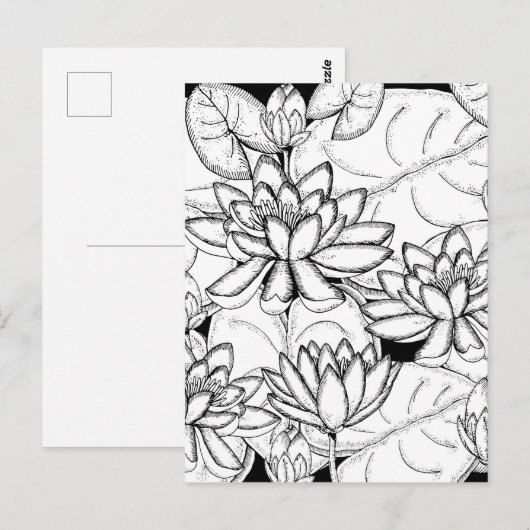 Kleur uw eigen Lotus Flowers Briefkaart (Voorkant / Achterkant)