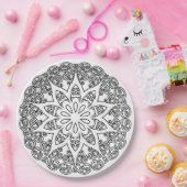 Kleur uw eigen MANDALA - kleurrijk boek 1 Papieren Bordje (Feest)