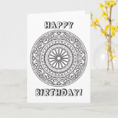 Kleur uw eigen mandala met aangepaste tekst kaart (Gele Bloem)