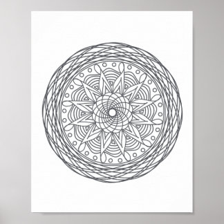 Kleur uw eigen Mandala Wall Art Poster - DY afdruk