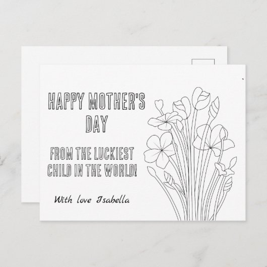 Kleur uw eigen Moederdag Briefkaart (Voorkant / Achterkant)