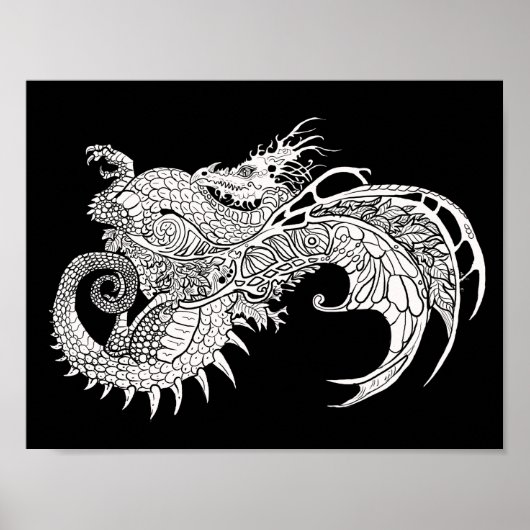 Kleur uw eigen Mystical Dragon Poster (Voorkant)